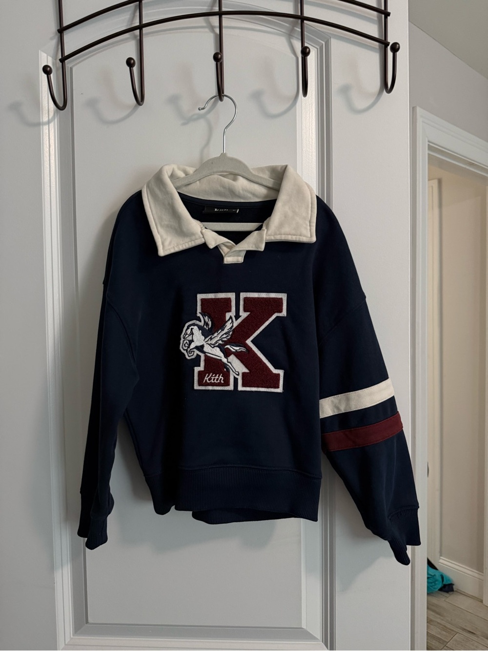 Kith Navy Pullover with Cream Collar